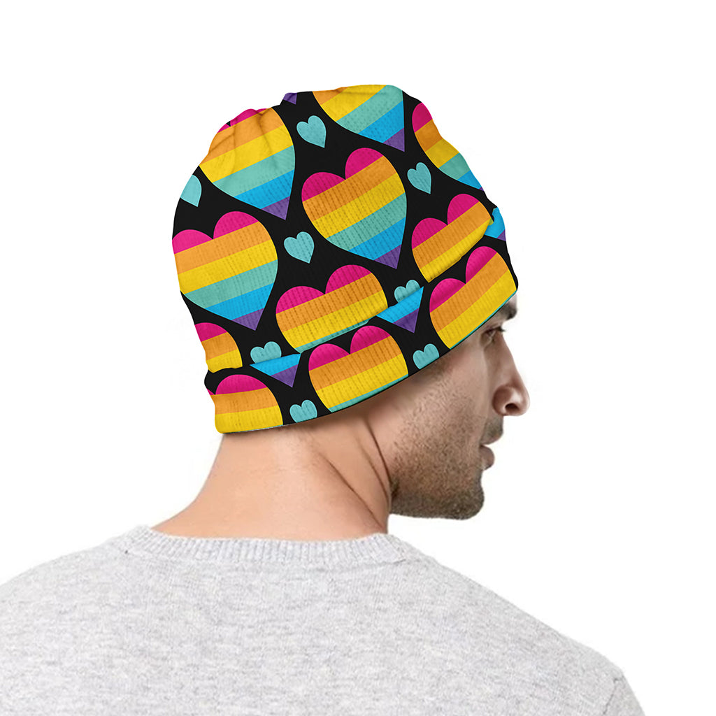 Rainbow LGBT Pride Heart Pattern Print Beanie