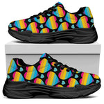 Rainbow LGBT Pride Heart Pattern Print Black Chunky Shoes