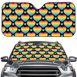 Rainbow LGBT Pride Heart Pattern Print Car Windshield Sun Shade