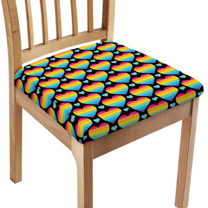 Rainbow LGBT Pride Heart Pattern Print Chair Cushion Cover