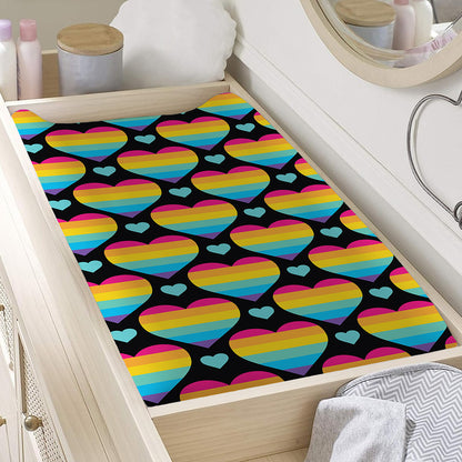 Rainbow LGBT Pride Heart Pattern Print Changing Pad Cover