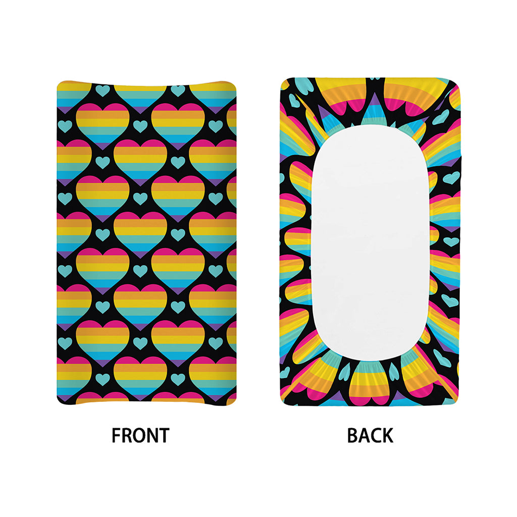 Rainbow LGBT Pride Heart Pattern Print Changing Pad Cover