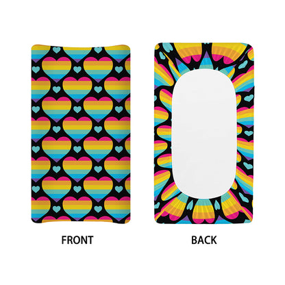 Rainbow LGBT Pride Heart Pattern Print Changing Pad Cover