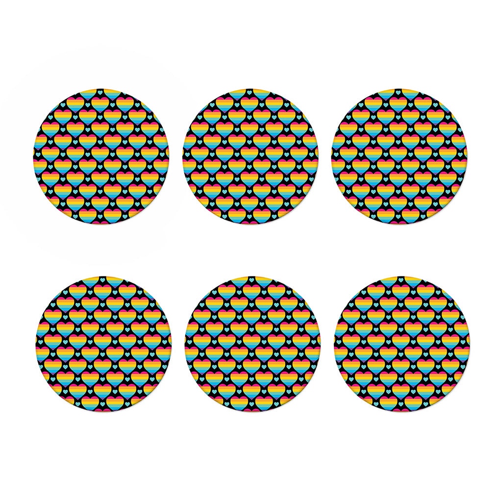 Rainbow LGBT Pride Heart Pattern Print Coaster Set