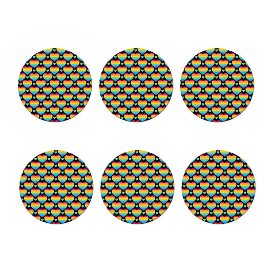 Rainbow LGBT Pride Heart Pattern Print Coaster Set