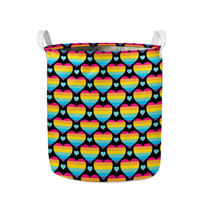 Rainbow LGBT Pride Heart Pattern Print Collapsible Laundry Basket