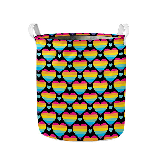 Rainbow LGBT Pride Heart Pattern Print Collapsible Laundry Basket