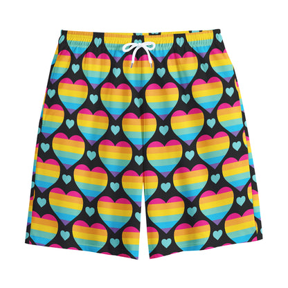 Rainbow LGBT Pride Heart Pattern Print Cotton Shorts