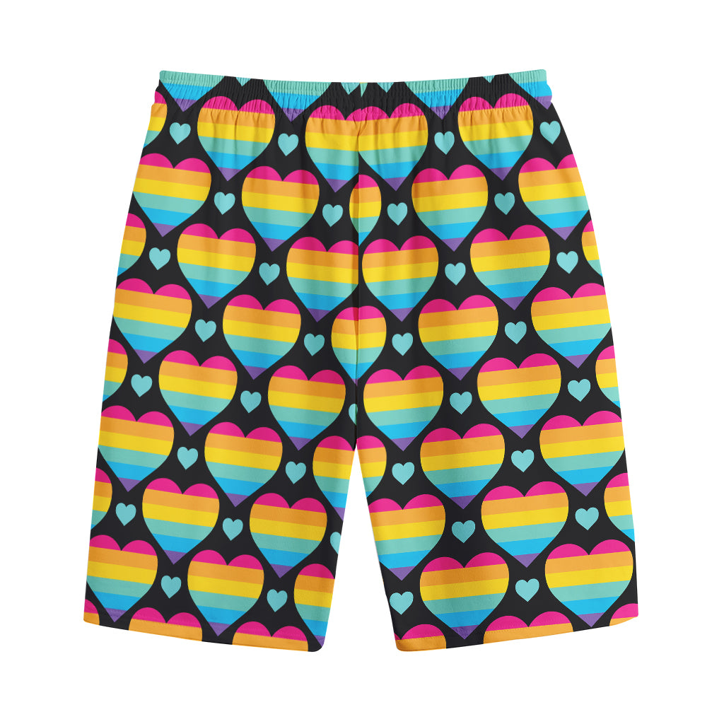 Rainbow LGBT Pride Heart Pattern Print Cotton Shorts