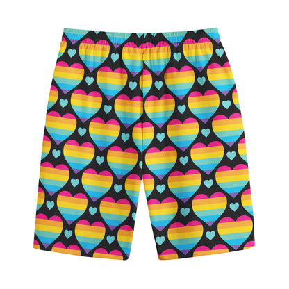 Rainbow LGBT Pride Heart Pattern Print Cotton Shorts