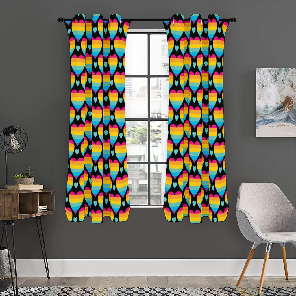 Rainbow LGBT Pride Heart Pattern Print Curtain