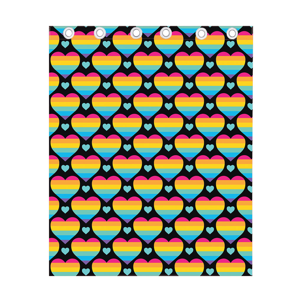 Rainbow LGBT Pride Heart Pattern Print Curtain