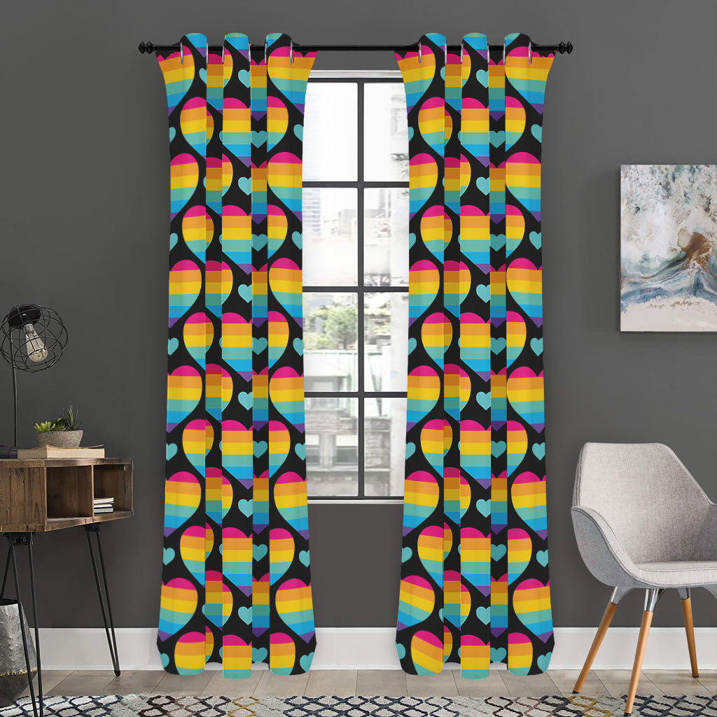 Rainbow LGBT Pride Heart Pattern Print Curtain