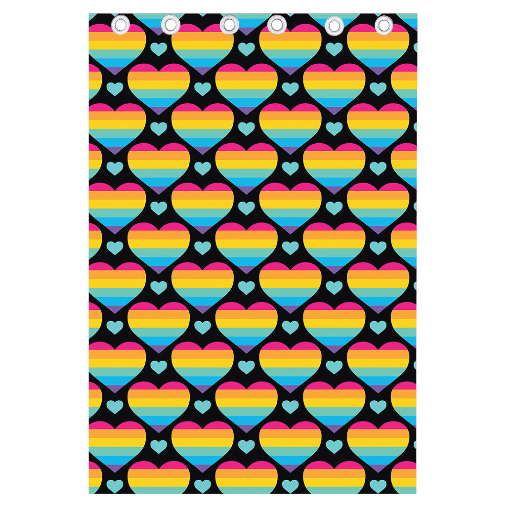 Rainbow LGBT Pride Heart Pattern Print Curtain