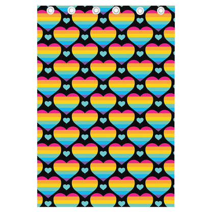 Rainbow LGBT Pride Heart Pattern Print Curtain