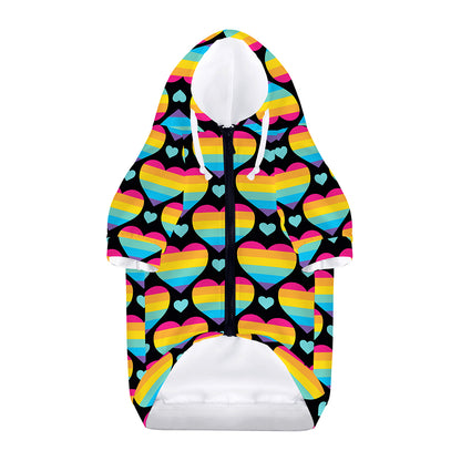 Rainbow LGBT Pride Heart Pattern Print Dog Zip Up Hoodie
