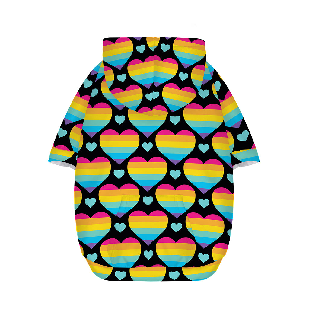 Rainbow LGBT Pride Heart Pattern Print Dog Zip Up Hoodie