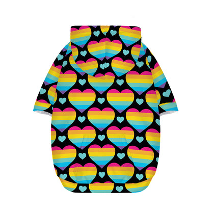 Rainbow LGBT Pride Heart Pattern Print Dog Zip Up Hoodie
