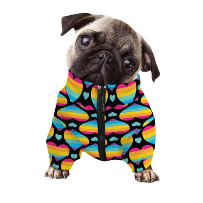 Rainbow LGBT Pride Heart Pattern Print Dog Zip Up Jacket