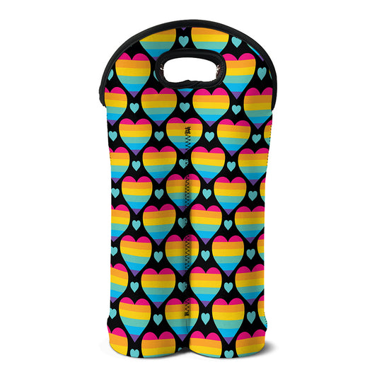 Rainbow LGBT Pride Heart Pattern Print Double Neoprene Wine Tote