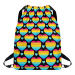 Rainbow LGBT Pride Heart Pattern Print Drawstring Backpack