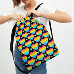 Rainbow LGBT Pride Heart Pattern Print Drawstring Backpack
