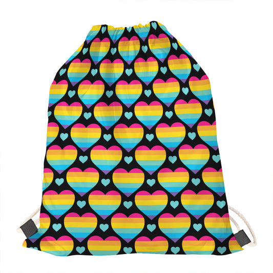 Rainbow LGBT Pride Heart Pattern Print Drawstring Bag