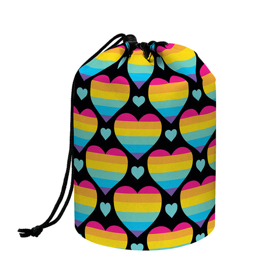 Rainbow LGBT Pride Heart Pattern Print Drawstring Makeup Bag