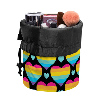 Rainbow LGBT Pride Heart Pattern Print Drawstring Makeup Bag