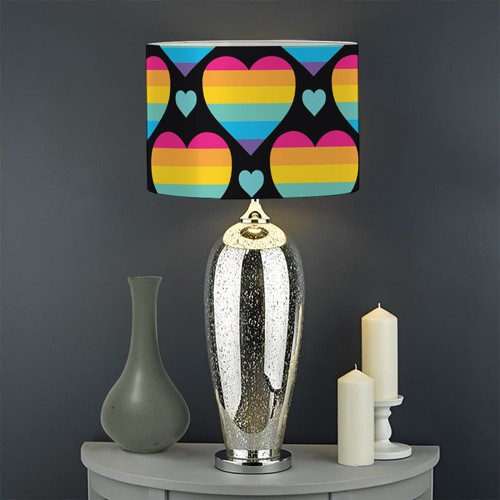 Rainbow LGBT Pride Heart Pattern Print Drum Lamp Shade