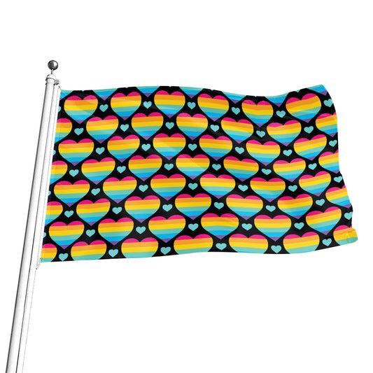 Rainbow LGBT Pride Heart Pattern Print Flag