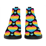 Rainbow LGBT Pride Heart Pattern Print Flat Ankle Boots