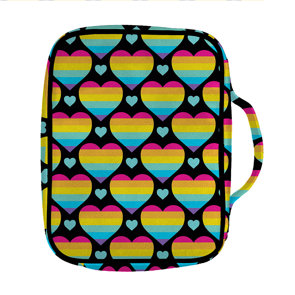 Rainbow LGBT Pride Heart Pattern Print Front Pocket Bible Bag