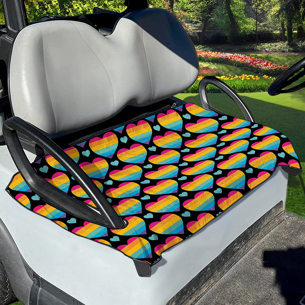 Rainbow LGBT Pride Heart Pattern Print Golf Cart Seat Cover
