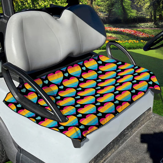 Rainbow LGBT Pride Heart Pattern Print Golf Cart Seat Cover