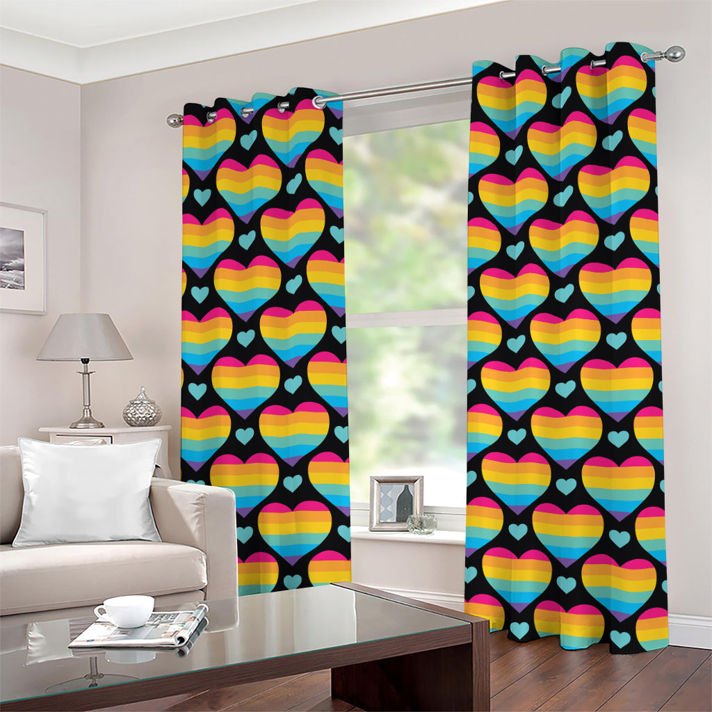 Rainbow LGBT Pride Heart Pattern Print Grommet Curtains