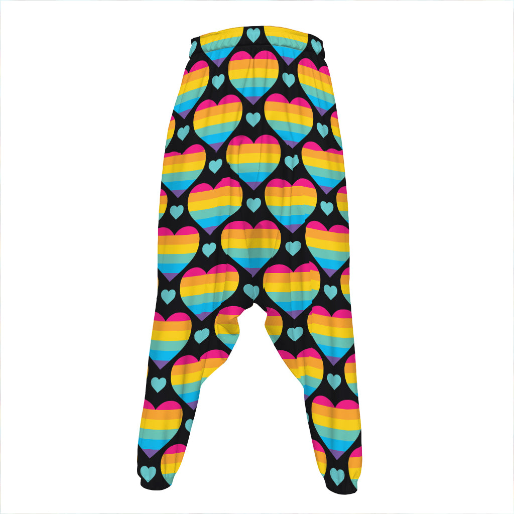Rainbow LGBT Pride Heart Pattern Print Hammer Pants