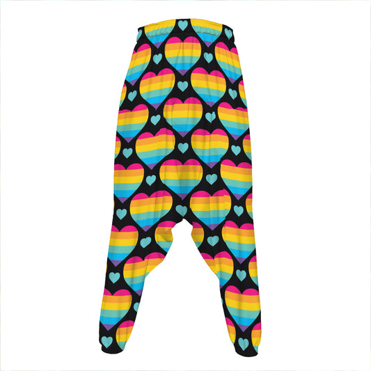Rainbow LGBT Pride Heart Pattern Print Hammer Pants