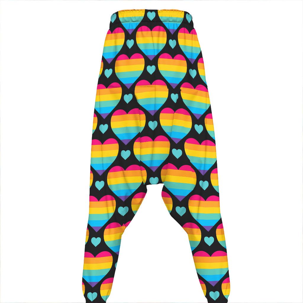 Rainbow LGBT Pride Heart Pattern Print Hammer Pants