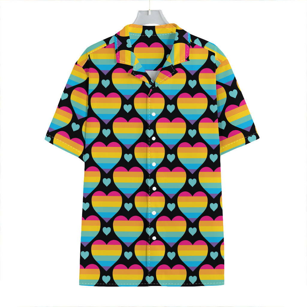 Rainbow LGBT Pride Heart Pattern Print Hawaiian Shirt