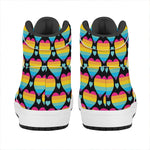 Rainbow LGBT Pride Heart Pattern Print High Top Leather Sneakers