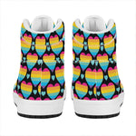 Rainbow LGBT Pride Heart Pattern Print High Top Leather Sneakers
