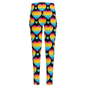 Rainbow LGBT Pride Heart Pattern Print High-Waisted Pocket Leggings