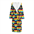 Rainbow LGBT Pride Heart Pattern Print Hooded Bathrobe