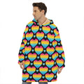 Rainbow LGBT Pride Heart Pattern Print Hoodie Blanket