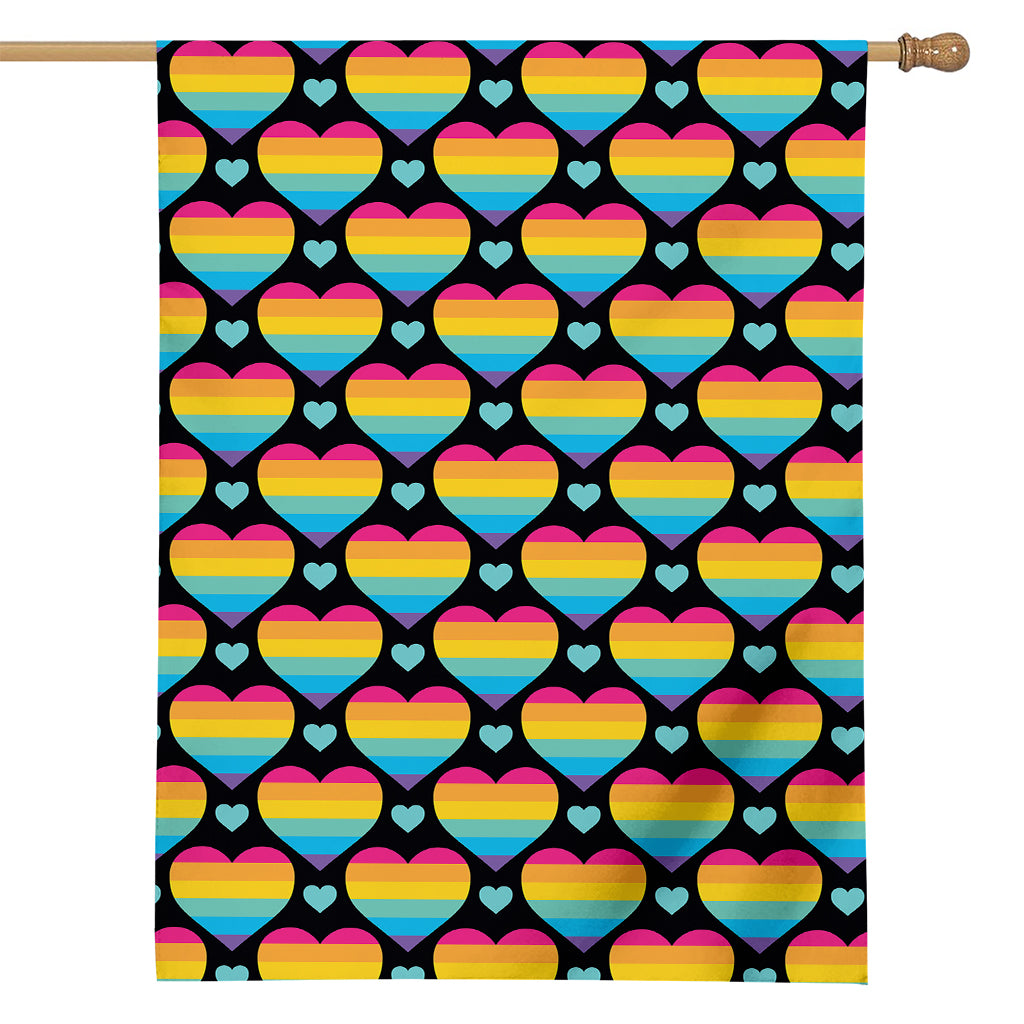 Rainbow LGBT Pride Heart Pattern Print House Flag
