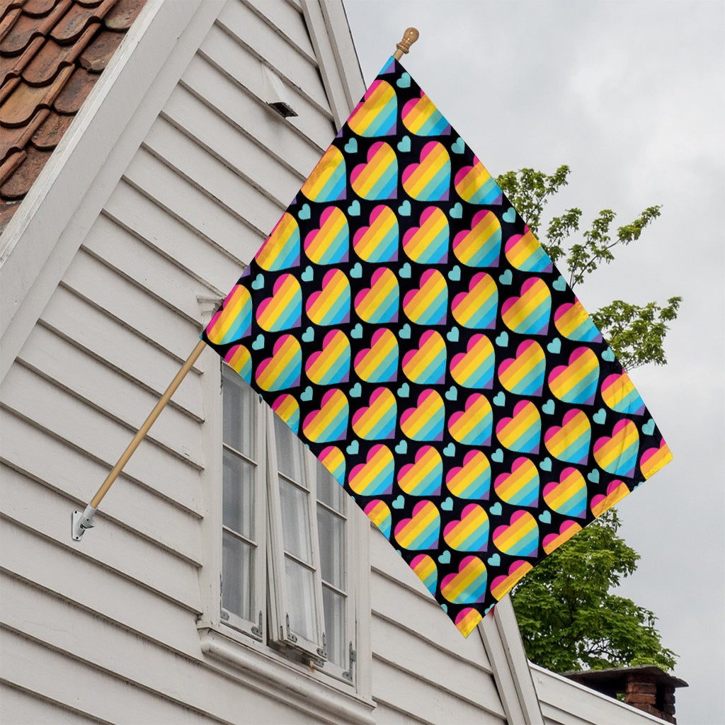 Rainbow LGBT Pride Heart Pattern Print House Flag