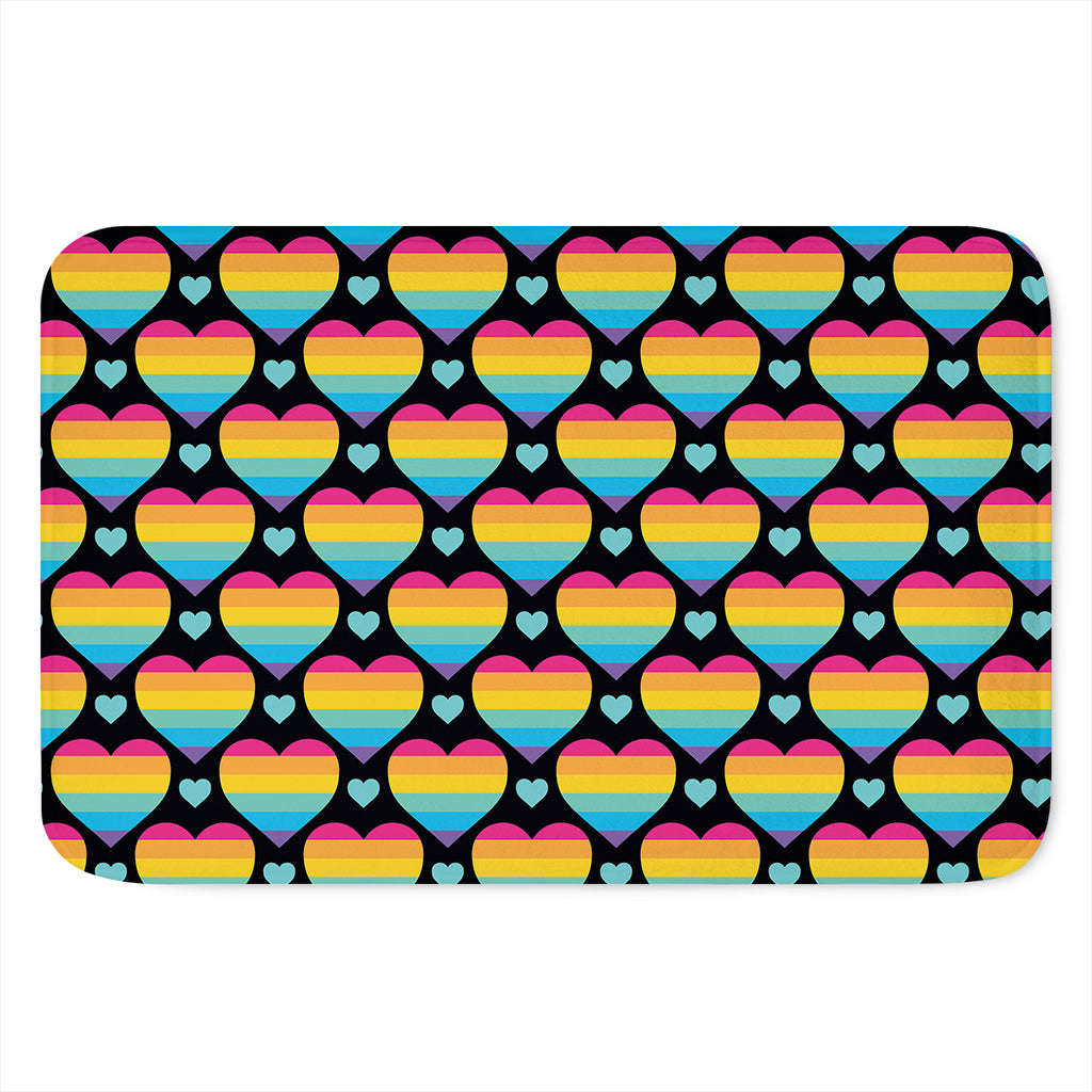 Rainbow LGBT Pride Heart Pattern Print Indoor Door Mat