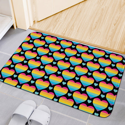 Rainbow LGBT Pride Heart Pattern Print Indoor Door Mat