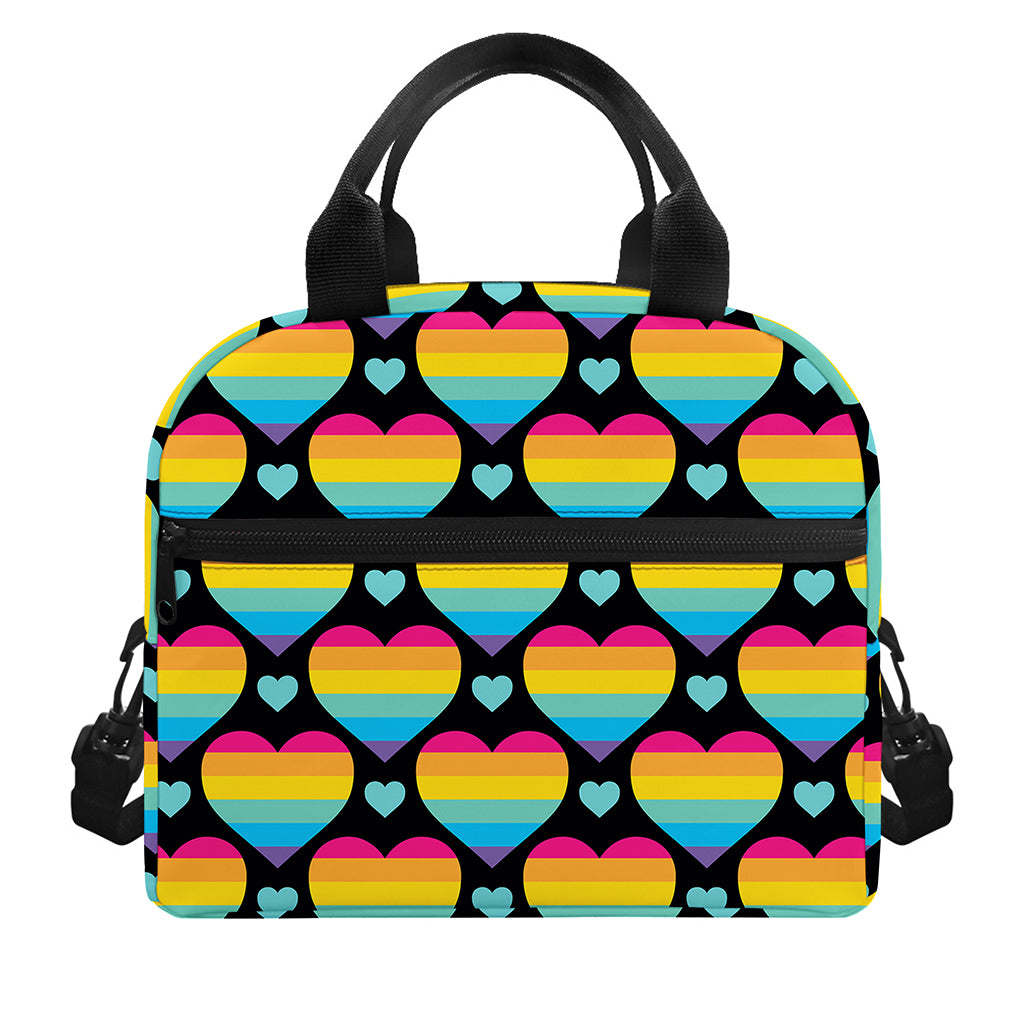 Rainbow LGBT Pride Heart Pattern Print Insulated Lunch Bag